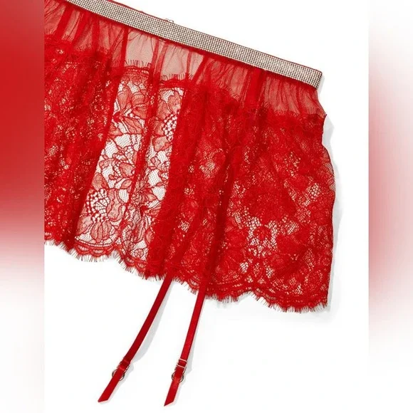 Victoria's secret shine strap garter and stockings. Valentine's day. XS small.